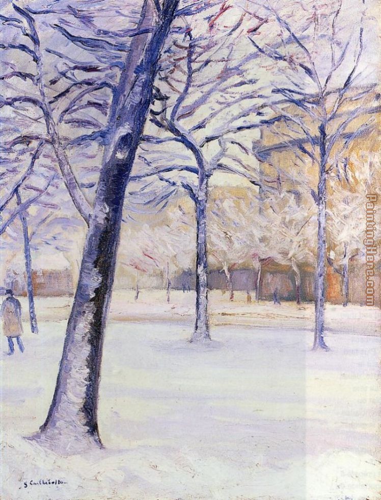 Park in the Snow, Paris painting - Gustave Caillebotte Park in the Snow, Paris art painting